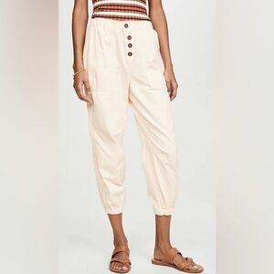Free People Cadet Pull-On joggers Almond Ivory cargo pockets size medium